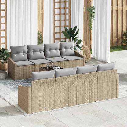 Sofa Set mit Kissen 7 pcs Beige und Grau Poly-Rattan