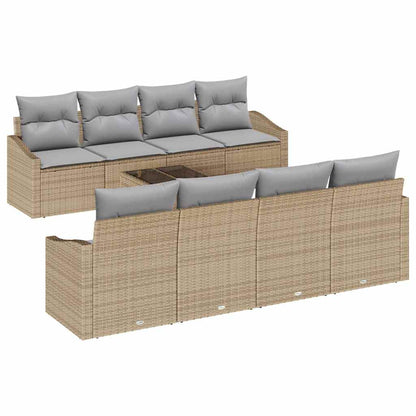 Sofa Set mit Kissen 7 pcs Beige und Grau Poly-Rattan