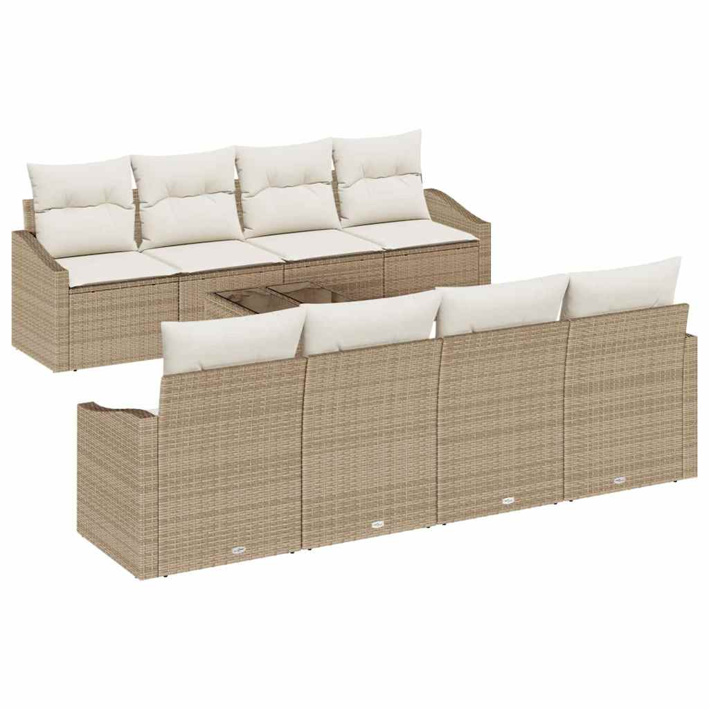 Sofa Set mit Kissen 7 pcs Beige und Creme Poly-Rattan