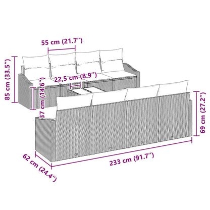 Sofa Set mit Kissen 7 pcs Beige und Creme Poly-Rattan