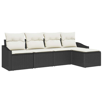 Sofa Set mit Kissen 5 pcs Braun und Creme Poly-Rattan