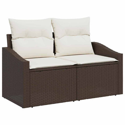 Sofa Set mit Kissen 6 pcs Braun und Creme Poly-Rattan