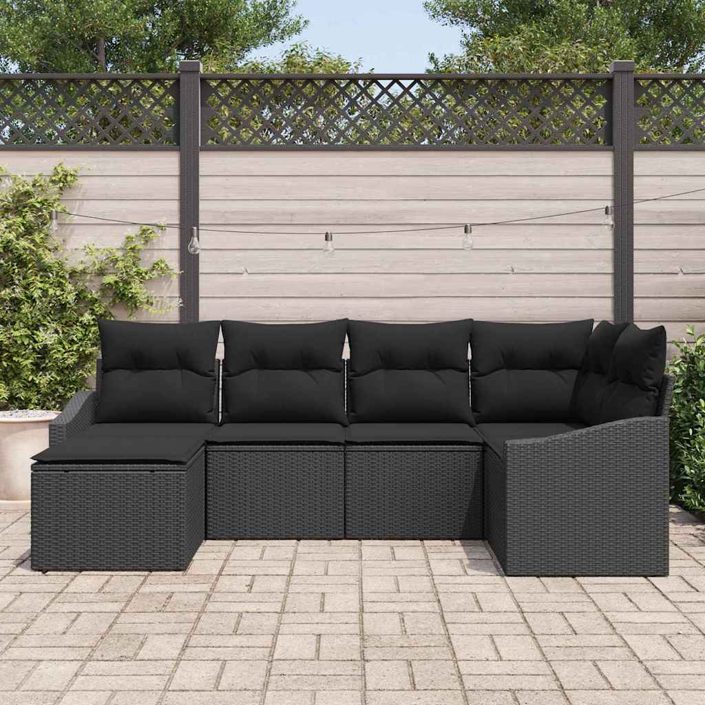 Garten Essgruppe mit Kissen mit Speicher 6 pcs Schwarz