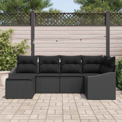 Garten Essgruppe mit Kissen mit Speicher 6 pcs Schwarz