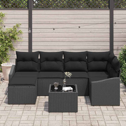 Garten Essgruppe mit Kissen mit Speicher 7 pcs Schwarz