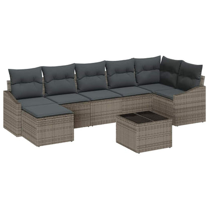 Garten-Sofa-Set mit Kissen 8 pcs Hellgrau Poly-Rattan