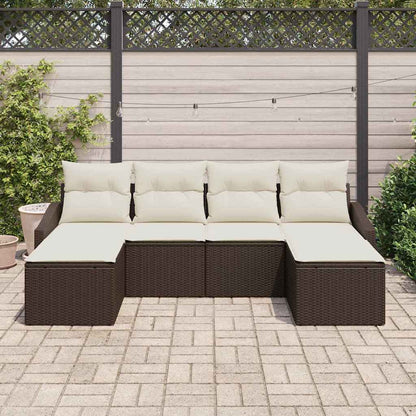 Garten Essgruppe mit Kissen mit Speicher 6 pcs Braun und Creme