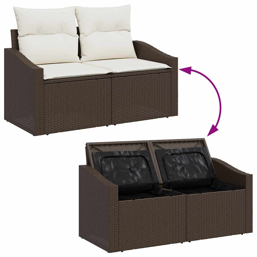 Garten Essgruppe mit Kissen mit Speicher 6 pcs Braun und Creme