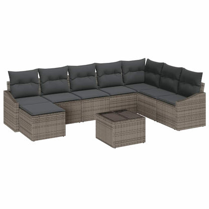 Gartensofa-set mit Kissen 8 pcs Hellgrau Poly-Rattan