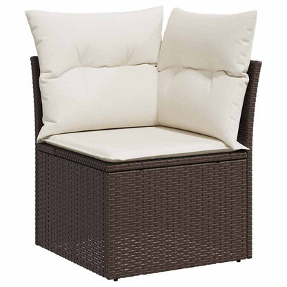 Gartensofa-set mit Speicher 6 pcs Braun und Creme Poly-Rattan