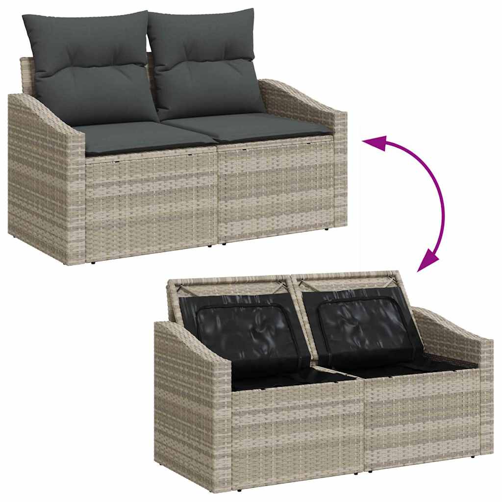 Gartensofa-set mit Speicher 10 pcs Hellgrau Poly-Rattan