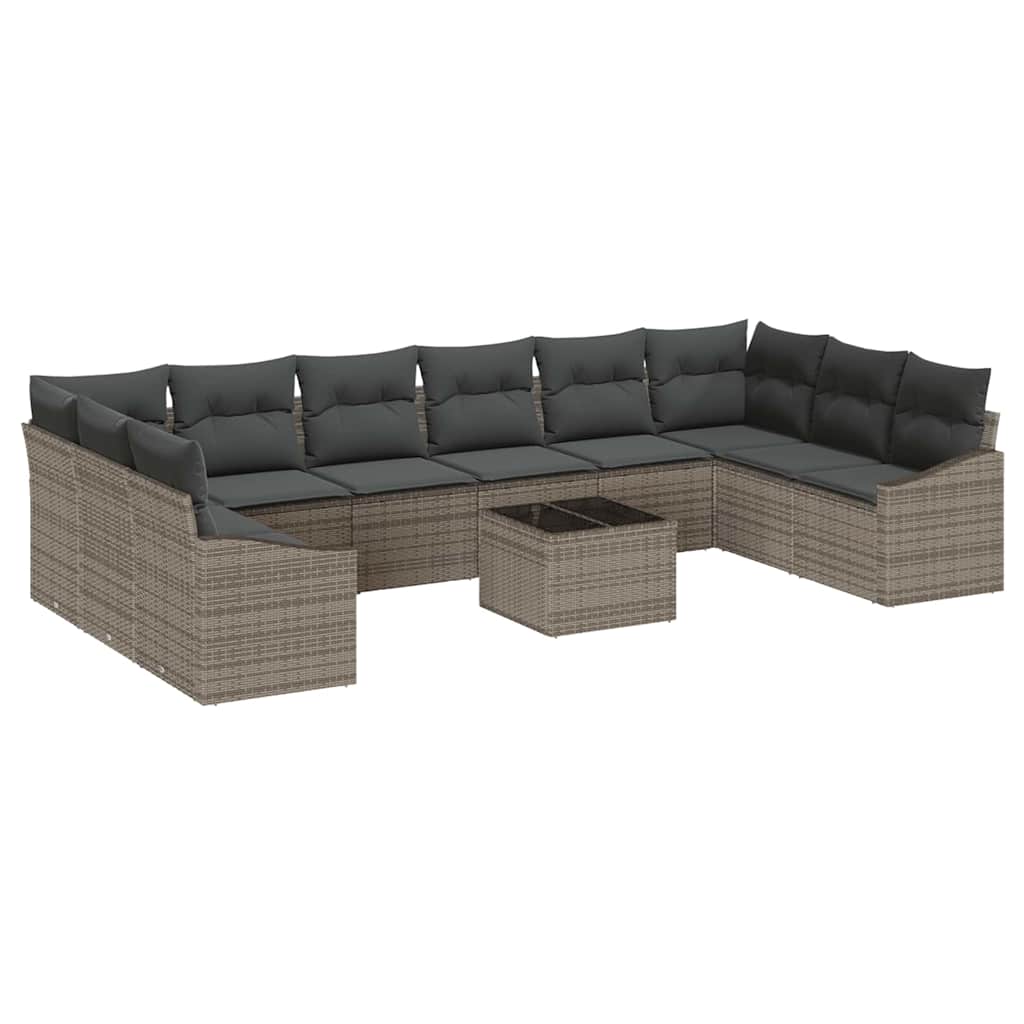 Gartensofa-set mit Speicher Hellgrau Poly-Rattan