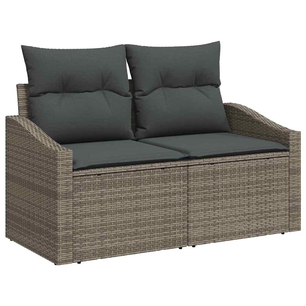Gartensofa-set mit Speicher Hellgrau Poly-Rattan