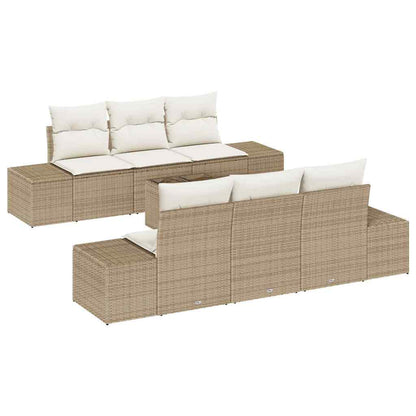 Garten-Sofa-Set mit Kissen 8 pcs Beige und Creme Poly-Rattan
