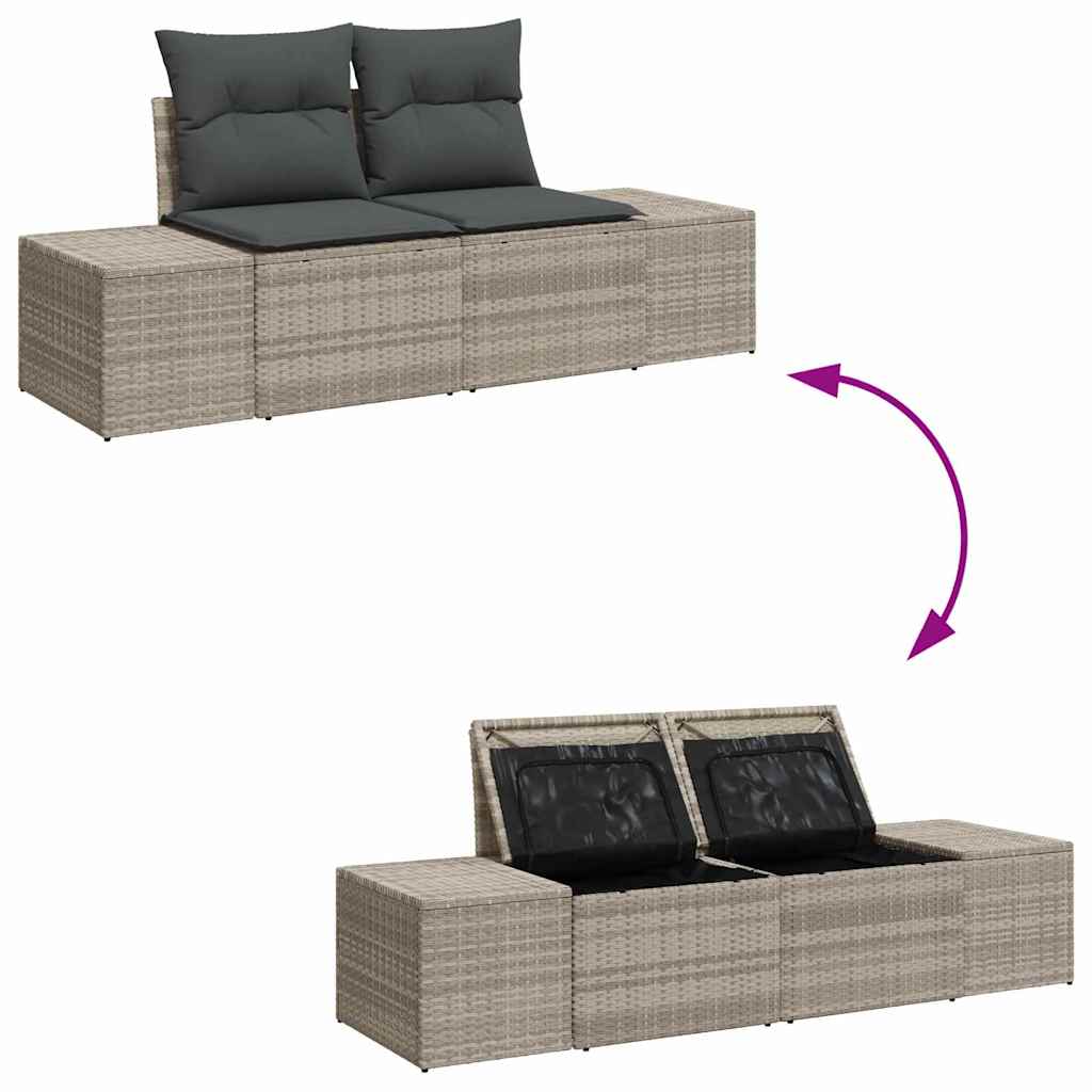 Gartensofa-set 8 pcs Hellgrau und Dunkelgrau Poly-Rattan