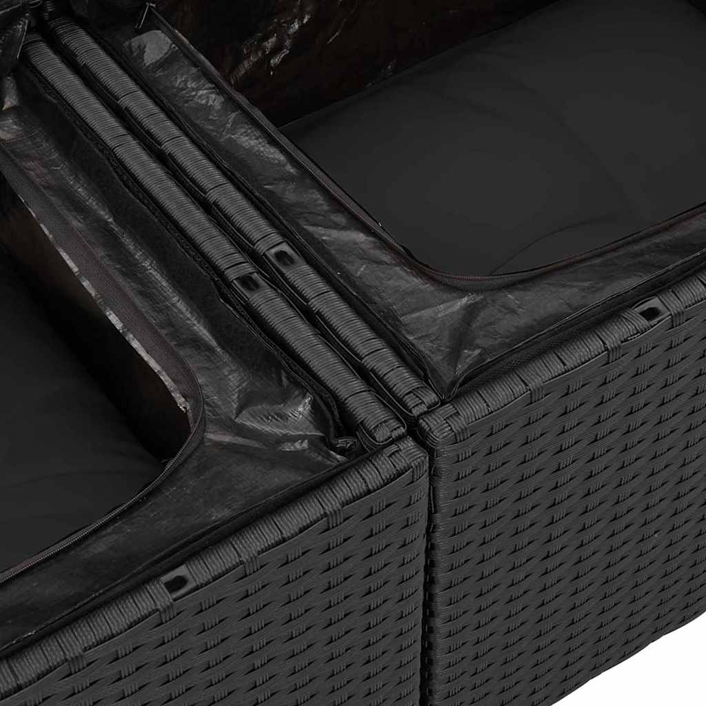 Gartensofa-set mit Kissen 8 pcs Schwarz Poly-Rattan