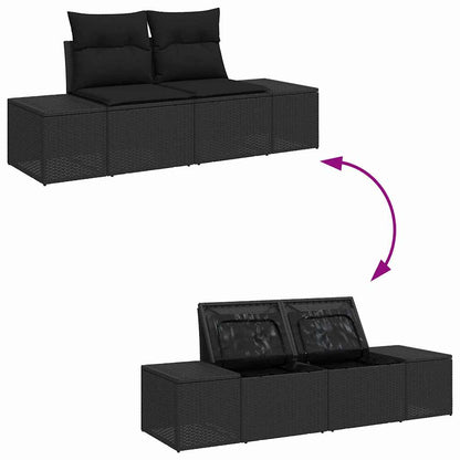 Gartensofa-set mit Kissen 8 pcs Schwarz Poly-Rattan