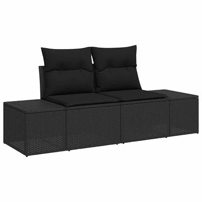 Garten-Sofa-Set mit Kissen 9 pcs Schwarz Poly-Rattan