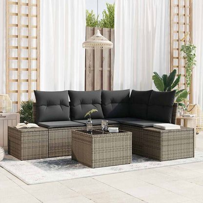 Gartensofa-set mit Speicher Hellgrau Poly-Rattan