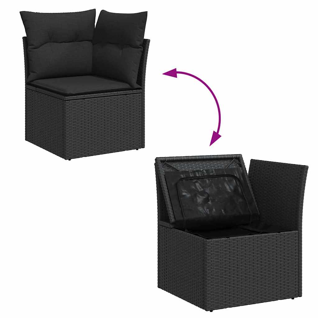 Gartensofa-set mit Speicher 5 pcs Schwarz Poly-Rattan