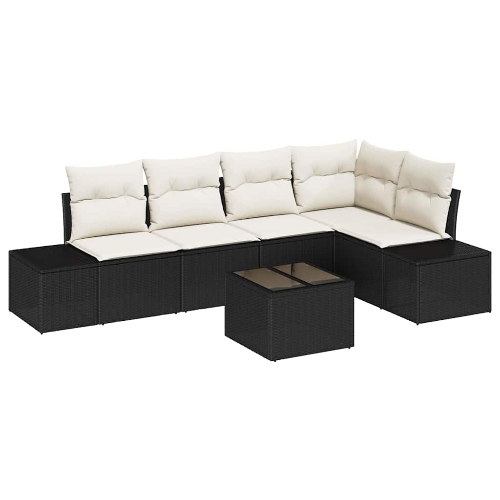 Gartensofa-set mit Speicher Braun und Creme Poly-Rattan