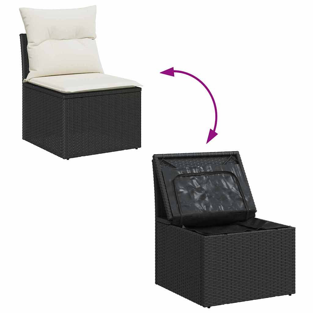 Gartensofa-set mit Speicher Braun und Creme Poly-Rattan