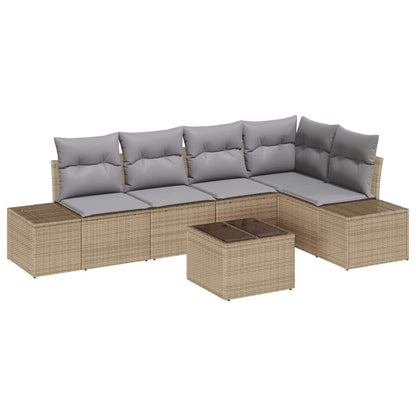 Gartensofa-set mit Speicher Beige und Hellgrau Poly-Rattan