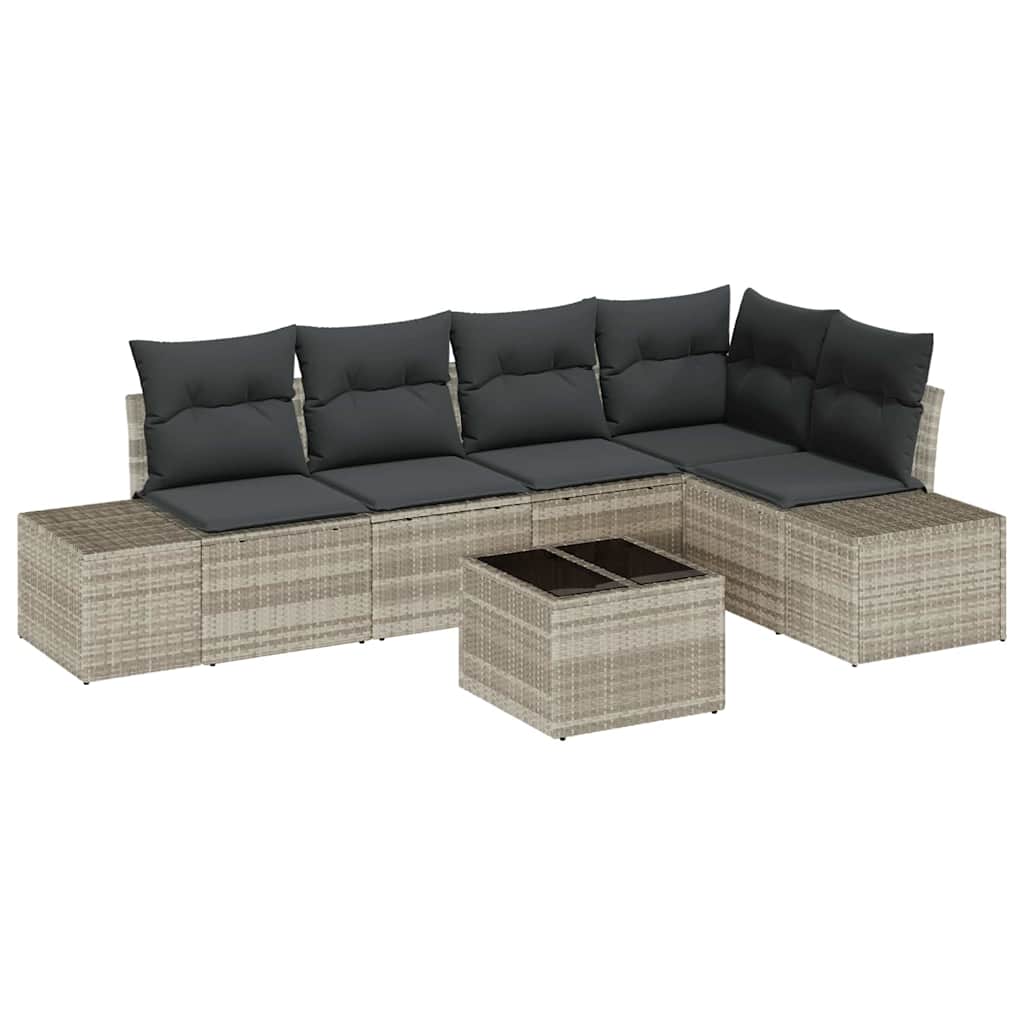 Gartensofa-set mit Speicher Hellgrau Poly-Rattan