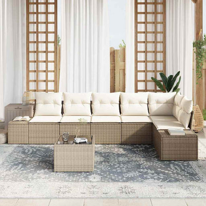 Gartensofa-set mit Speicher Beige und Creme Poly-Rattan