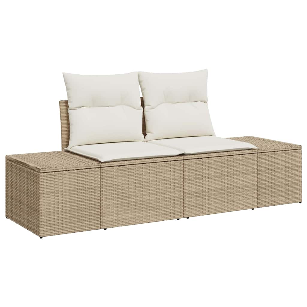 Garten-Sofa-Set mit Kissen 6 pcs Beige und Creme Poly-Rattan