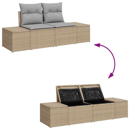 Garten-Sofa-Set mit Kissen 6 pcs Beige und Hellgrau Poly-Rattan