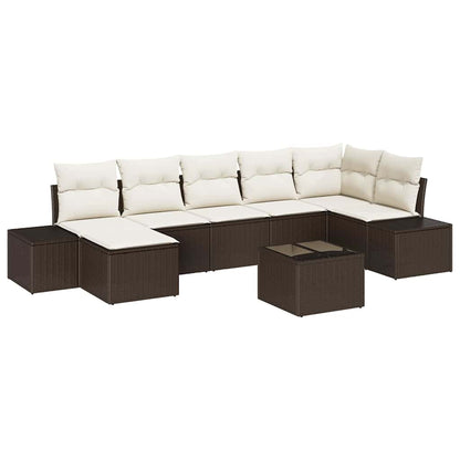 Garten-Sofa-Set mit Kissen mit Speicher 7 pcs Braun Poly-Rattan