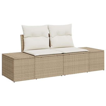 Garten-Sofa-Set mit Kissen 4 pcs Beige und Creme Poly-Rattan