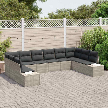 Gartensofa-set mit Kissen 10 pcs Hellgrau Polyrattan