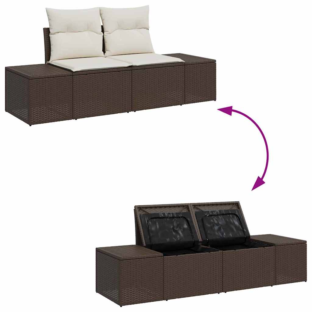 Gartensofa-set mit Kissen 10 pcs Braun und Creme Polyrattan