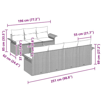 Gartensofa-set mit Speicher 8 pcs Beige und Creme Poly-Rattan
