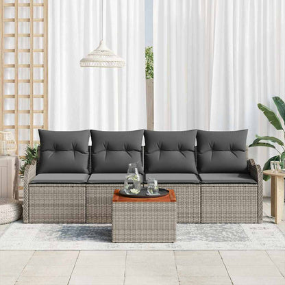 Gartensofa-set mit Speicher 5 pcs Grau Poly-Rattan