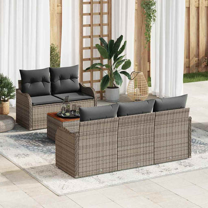 Gartensofa-set mit Speicher 6 pcs Grau Poly-Rattan