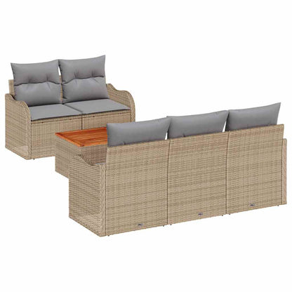 Gartensofa-set 6 pcs Beige und Hellgrau Poly-Rattan