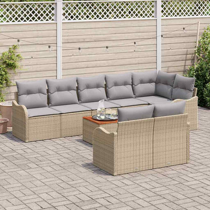 Gartensofa-set 9 pcs Beige und Hellgrau Poly-Rattan