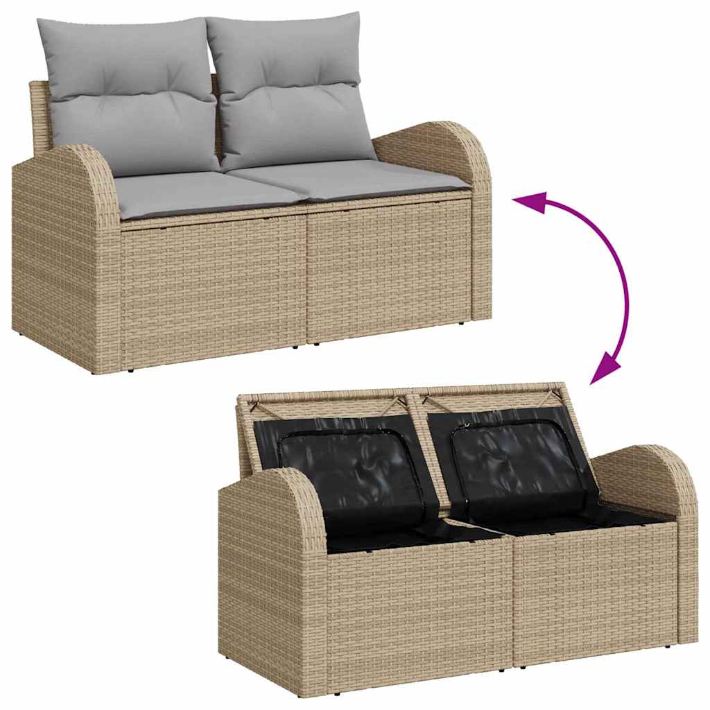 Gartensofa-set 5 pcs Beige und Hellgrau Poly-Rattan