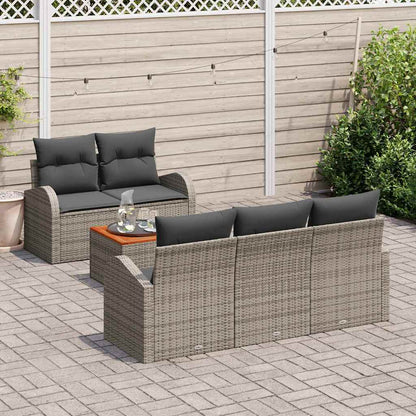 Gartensofa-set mit Speicher 6 pcs Grau Poly-Rattan