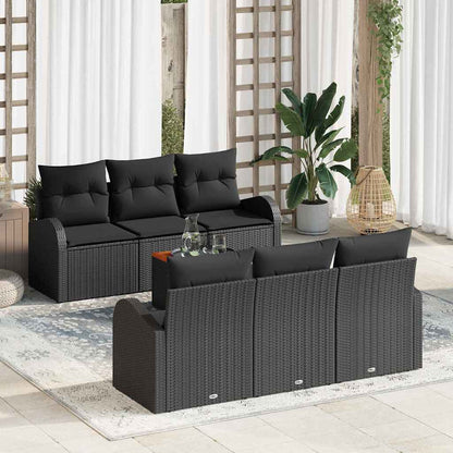 Gartensofa-set mit Speicher 7 pcs Schwarz Poly-Rattan