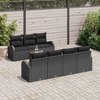 Gartensofa-set mit Speicher 8 pcs Schwarz Poly-Rattan