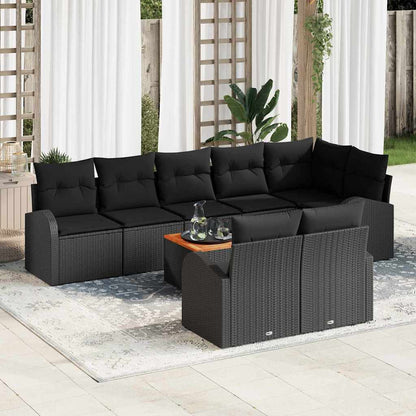 Gartensofa-set mit Speicher 9 pcs Schwarz Poly-Rattan