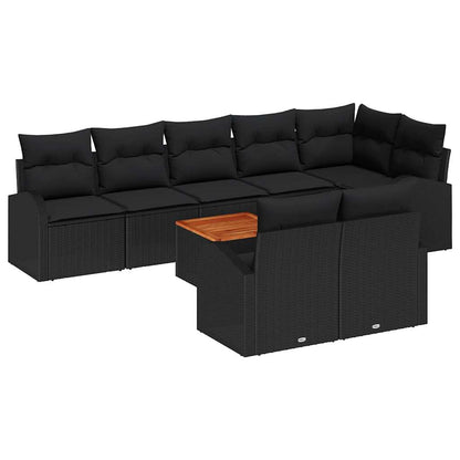Gartensofa-set mit Speicher 9 pcs Schwarz Poly-Rattan