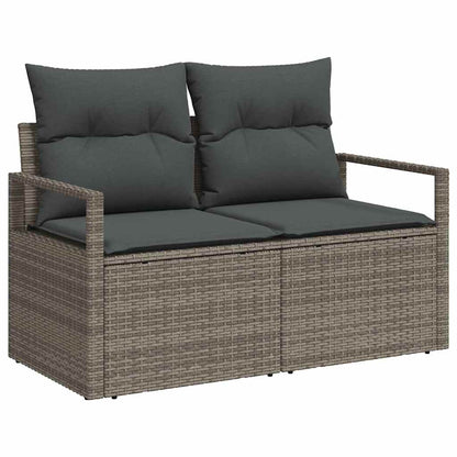 Gartensofa-set mit Speicher 5 pcs Grau Poly-Rattan