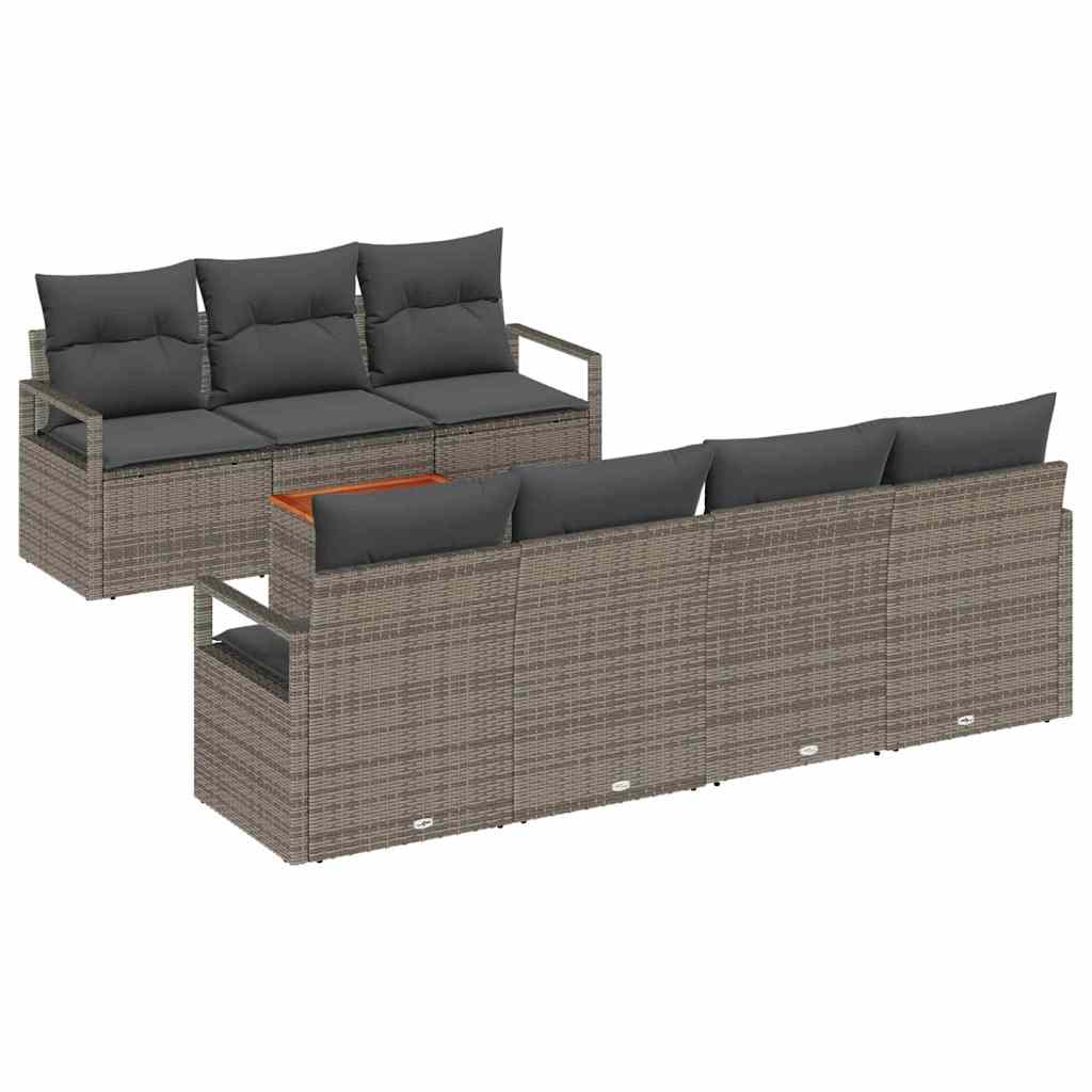 Gartensofa-set mit Speicher 7 pcs Grau Poly-Rattan