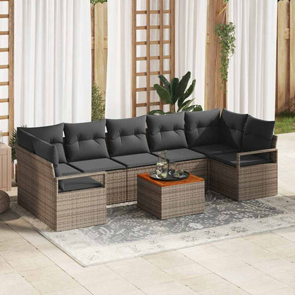 Gartensofa-set mit Speicher 8 pcs Grau Poly-Rattan