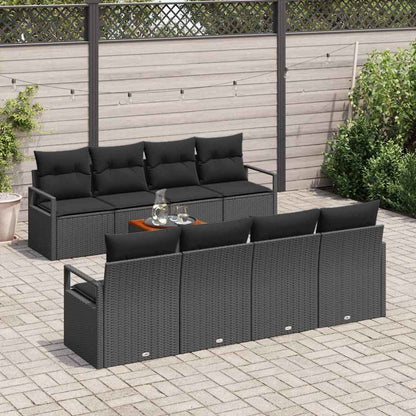 Gartensofa-set mit Speicher 9 pcs Schwarz Poly-Rattan